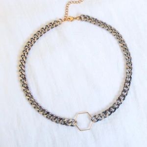 17” chain w/2.5” extender
Rhodium Plated Brass